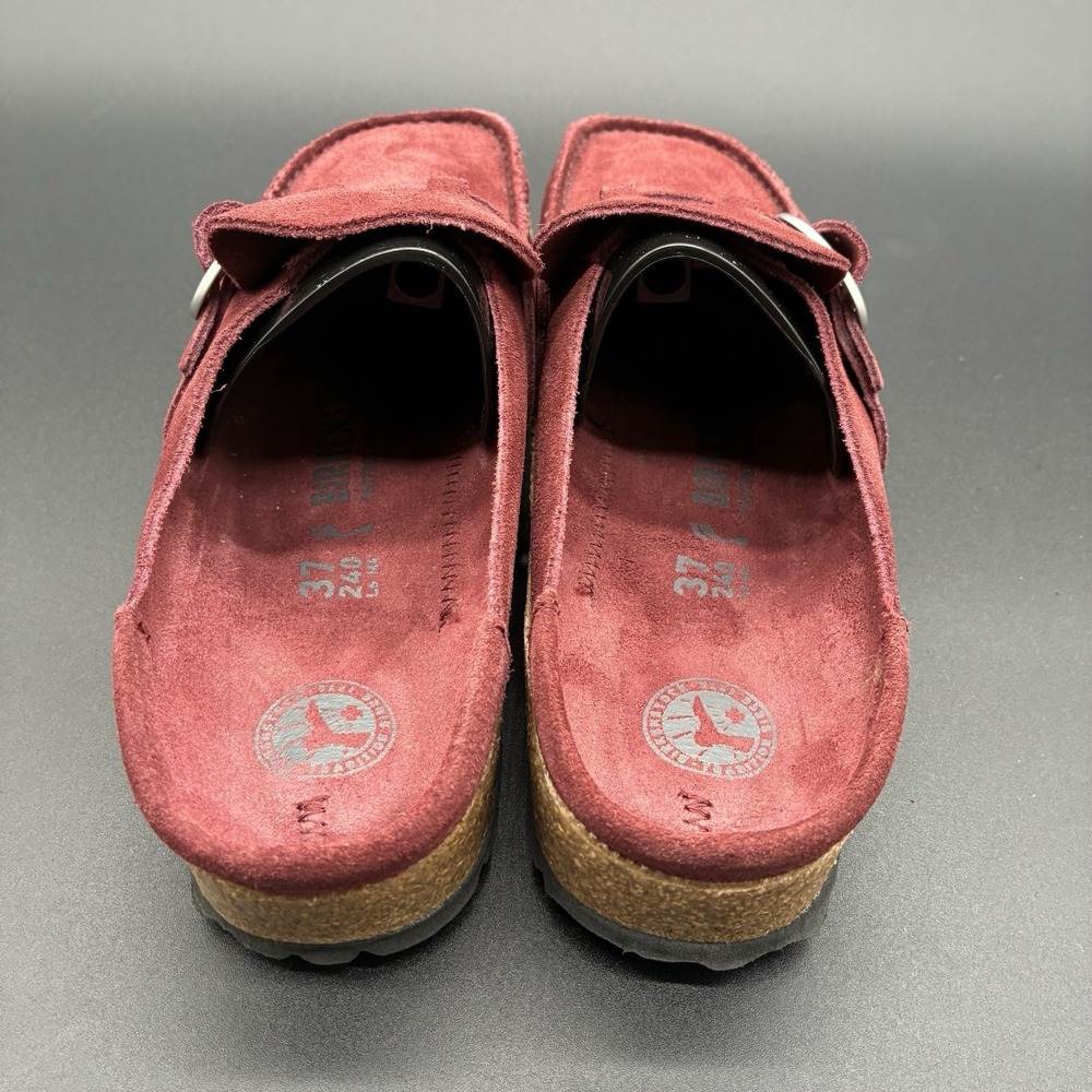 Birkenstock Buckley Shearling Suede Clog Mule Burgundy Maroon EU 37 Narrow - Picture 4 of 13